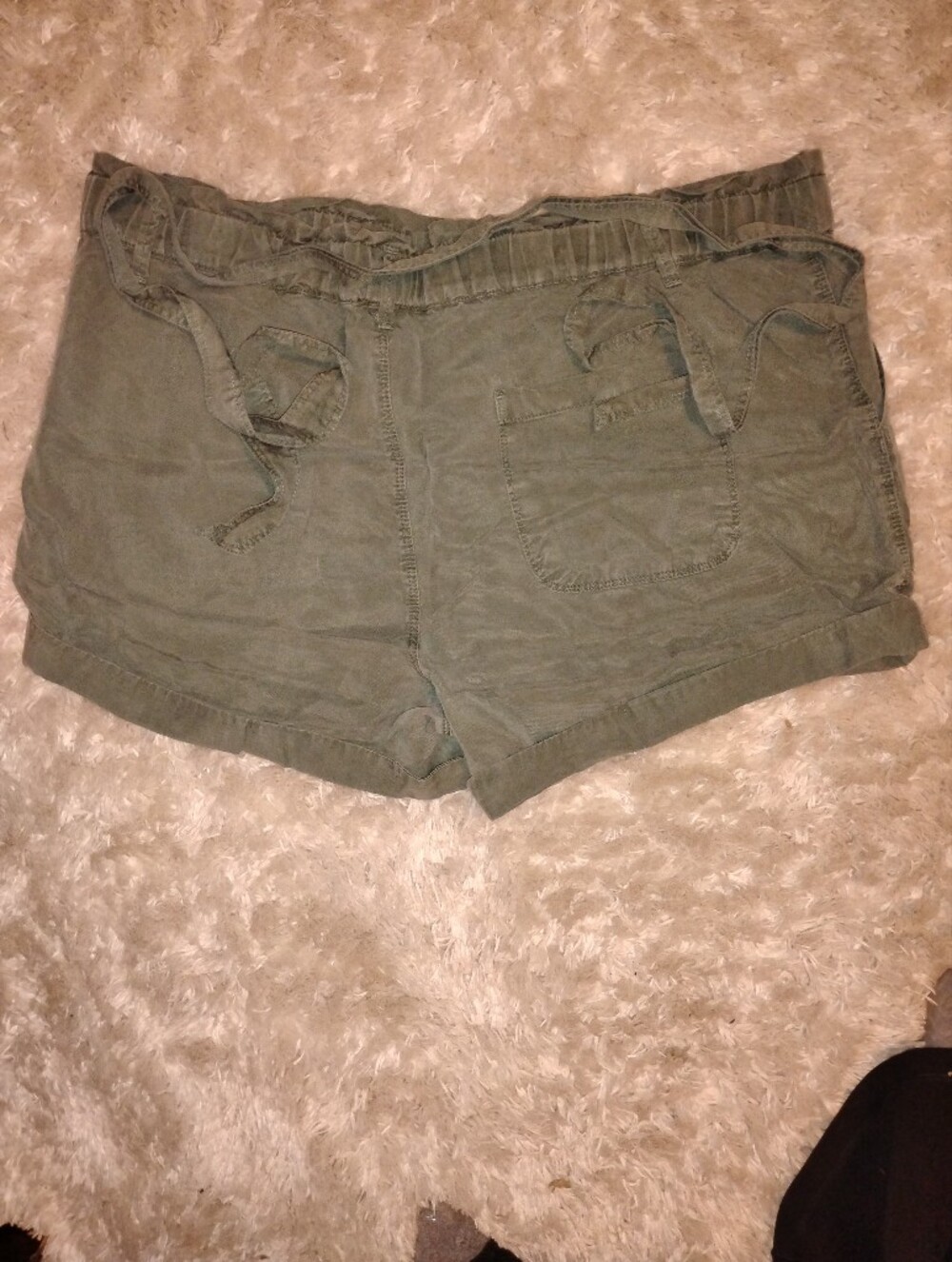 aerie Med Olive High-Waist Drawstring Shortsaerie